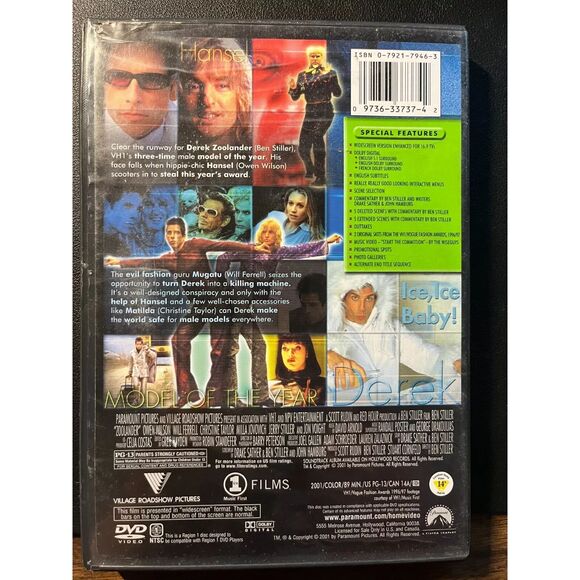 Zoolander (DVD, 2001, Widescreen) Ben Stiller, Owen Wilson, Christine Taylor NEW - Picture 2 of 2